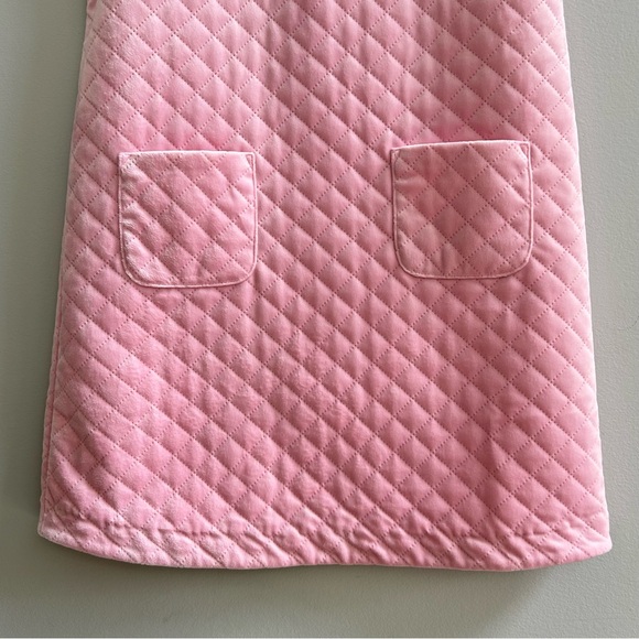 Janie And Jack Light Pink Quilted Velour Velvet Short Sleeve Bow Dress, Size 7 - Picture 5 of 9